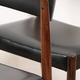 Série de 4 chaises scandinave Danemark en palissandre et skaï, 1960