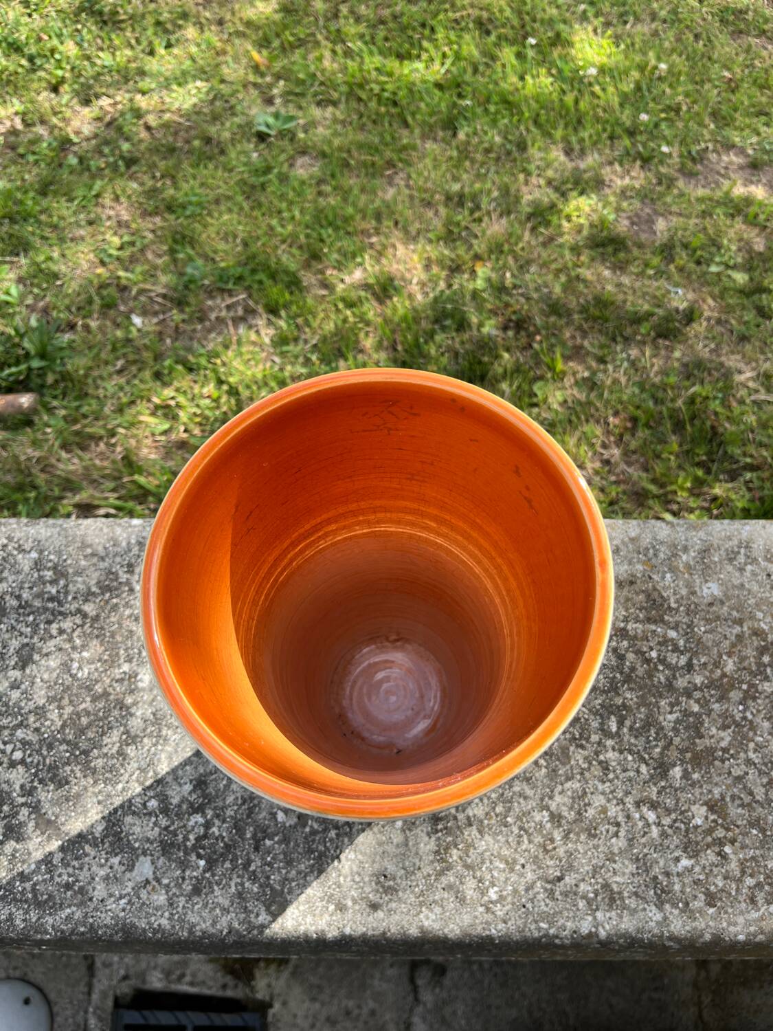 Large vintage ceramic vase 1960 white orange