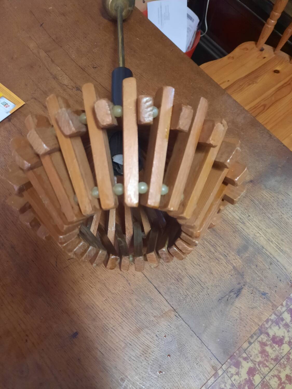 Vintage wooden pendant light