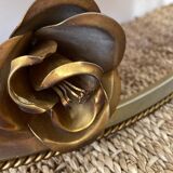 Golden mirror Holywood Regency in gilded metal