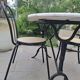 Marble oval veined bistro table + 2 aluminium chairs