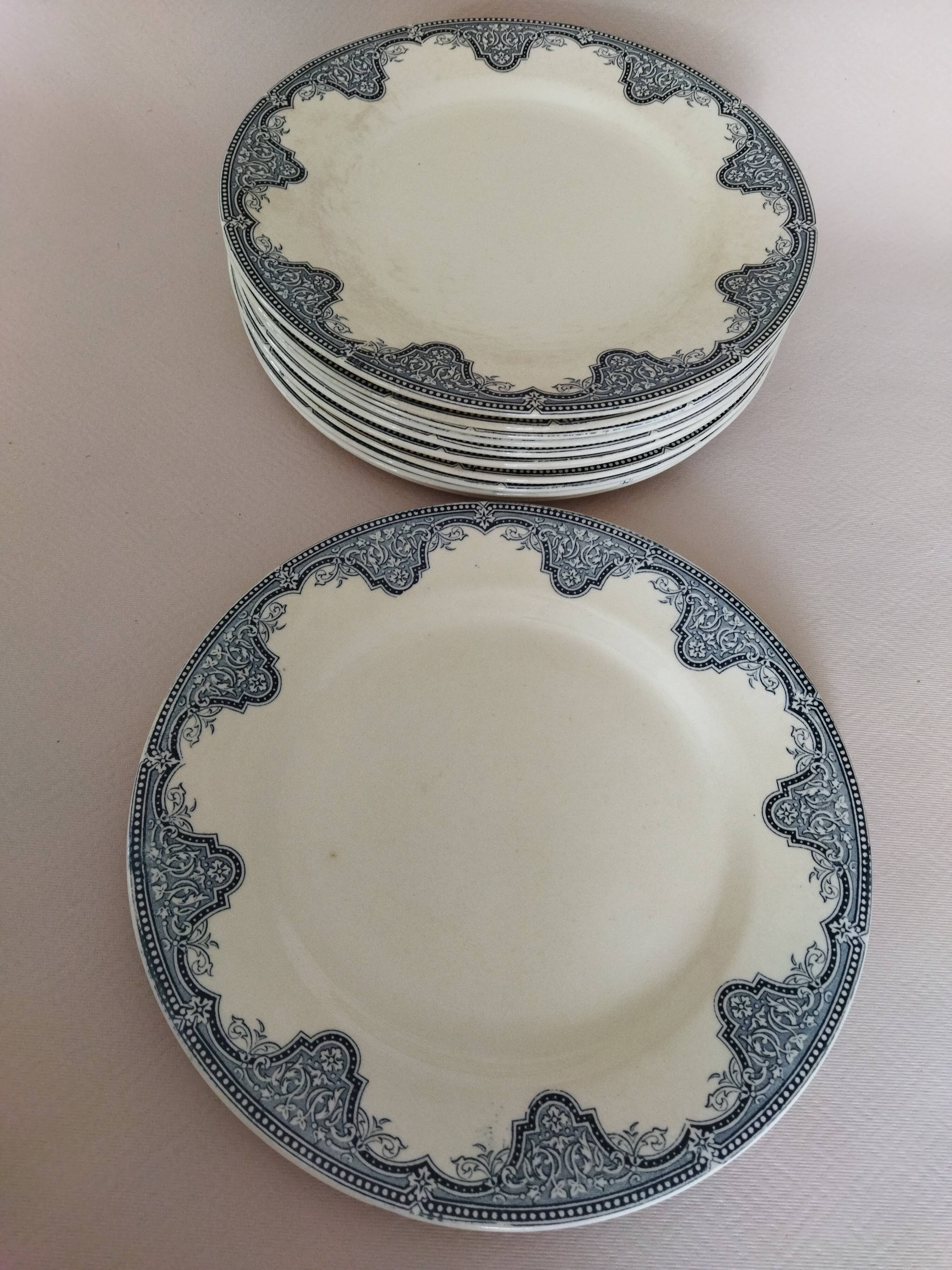 12 flat plates iron earth Salins, model Céline