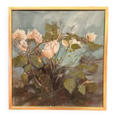 Original Swedish Oil on Canvas – “White Flowers” by M. Jakobsson – Signed – Vintage & Framed – 46 × 44 cm (18.1" × 17.3")