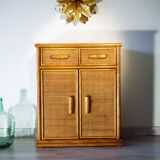 70's rattan storage unit