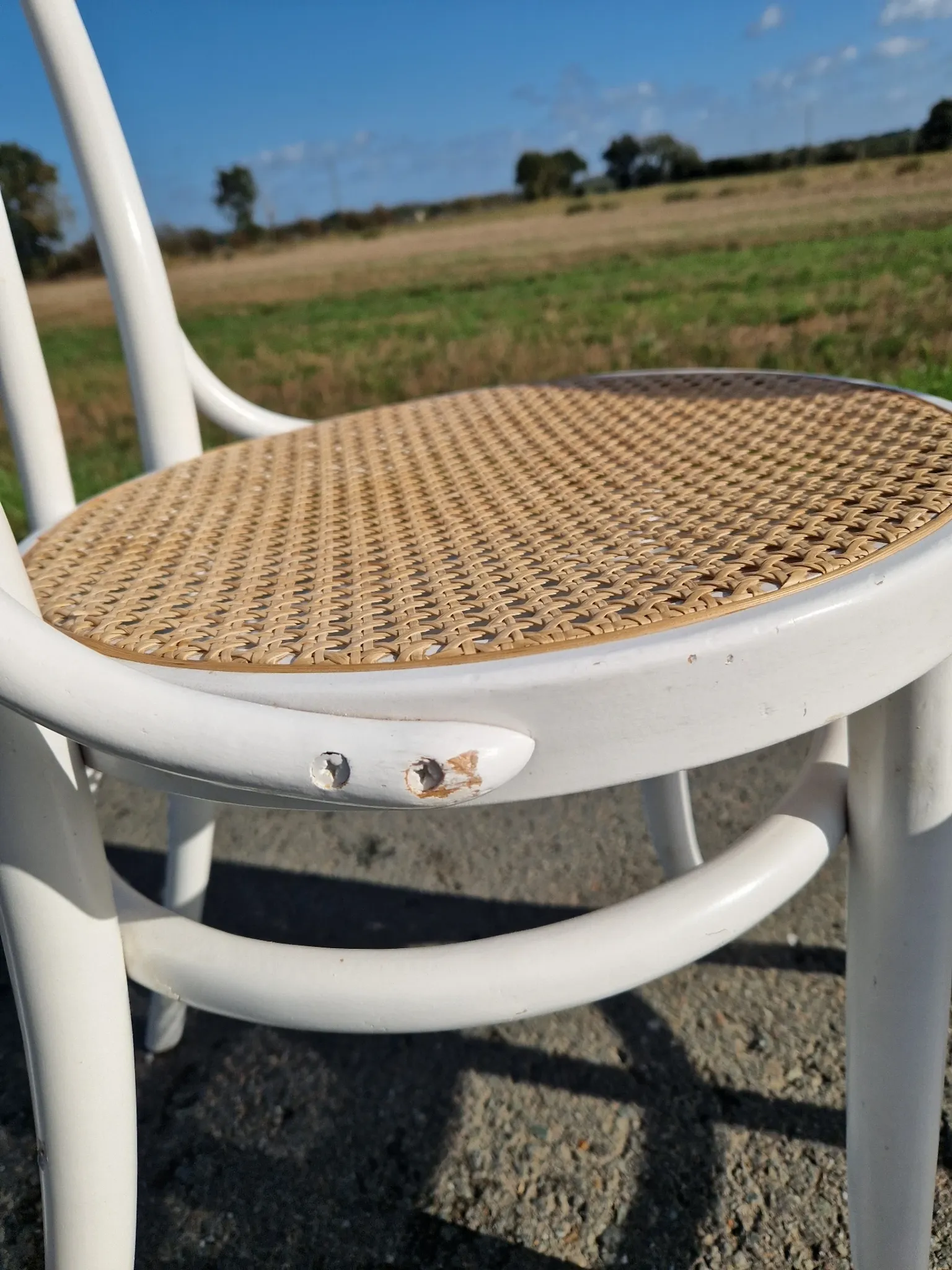 Lot de 4 chaises en bois tournés et cannage 