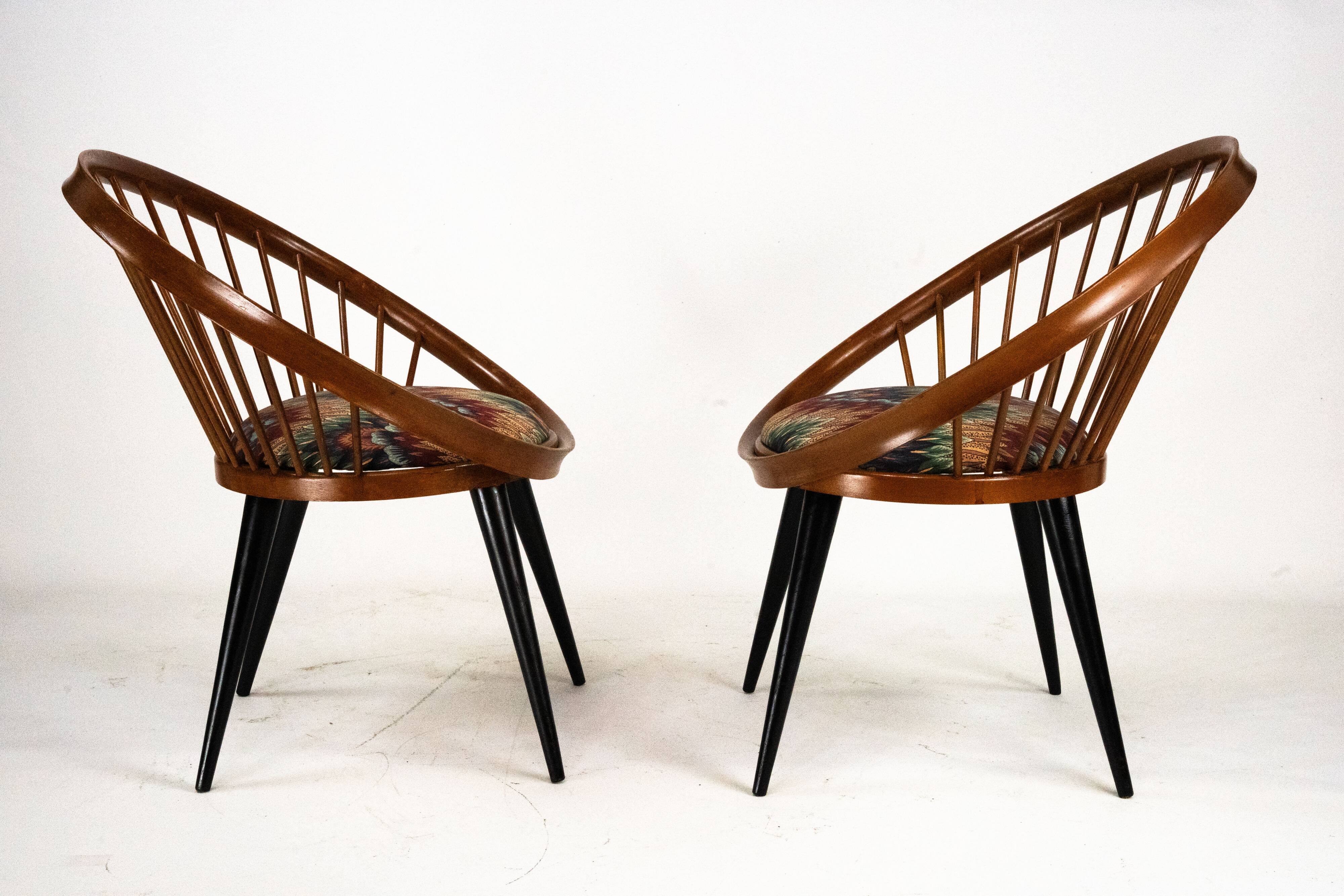 Pair of Yngve Ekström Circle Chairs for Swedese, Sweden 1950s – Original Up