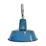 Industrial blue enamel pendant lamp, 1960s
