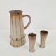 Cubist Studio Pottery Pitcher and Cups, 1950s, Set of 3