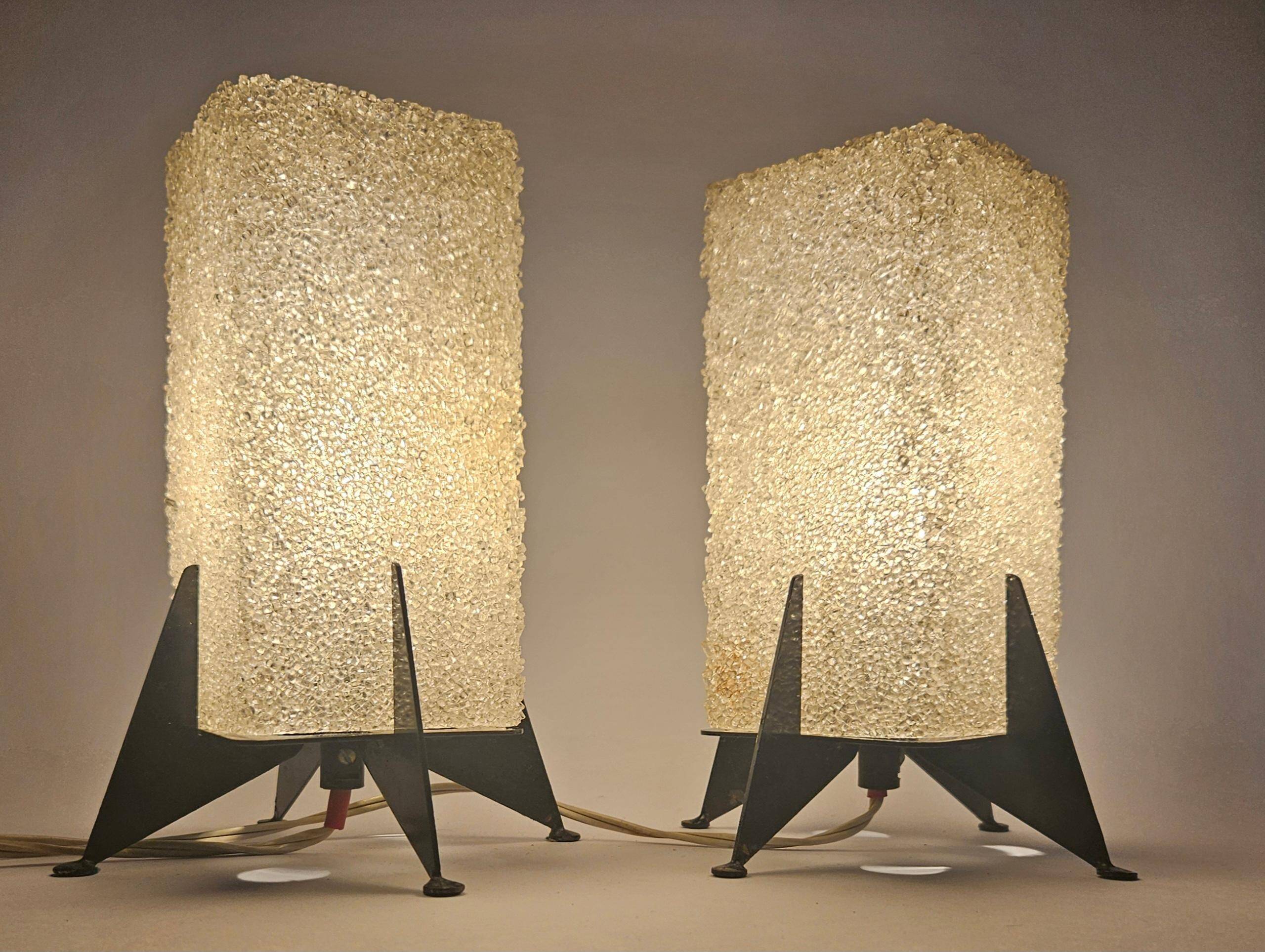 Paire de lampes de table rares des années 1970 Pokrok Zilina, Rocket.