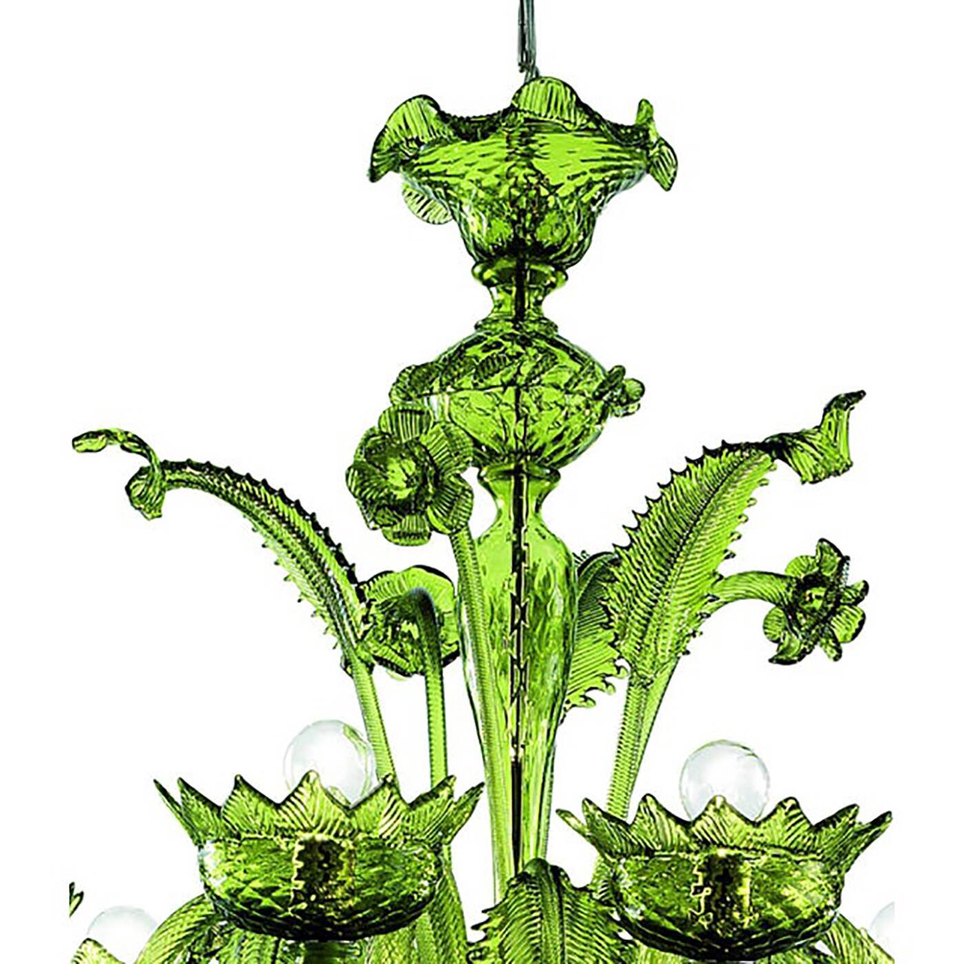 Contemporary Translucent Green Murano Style Glass Chandelier