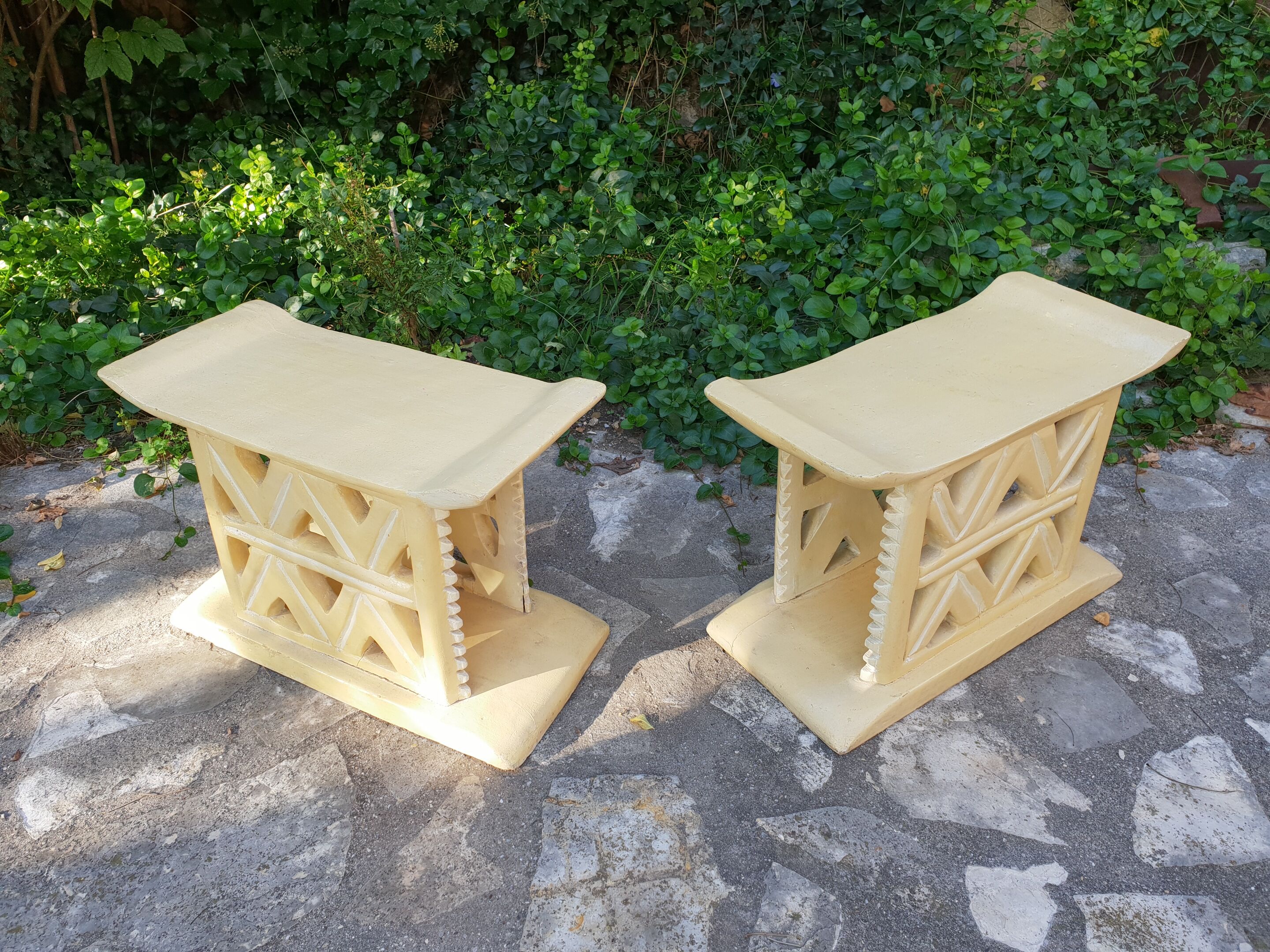 Pair of Africanist art deco stools