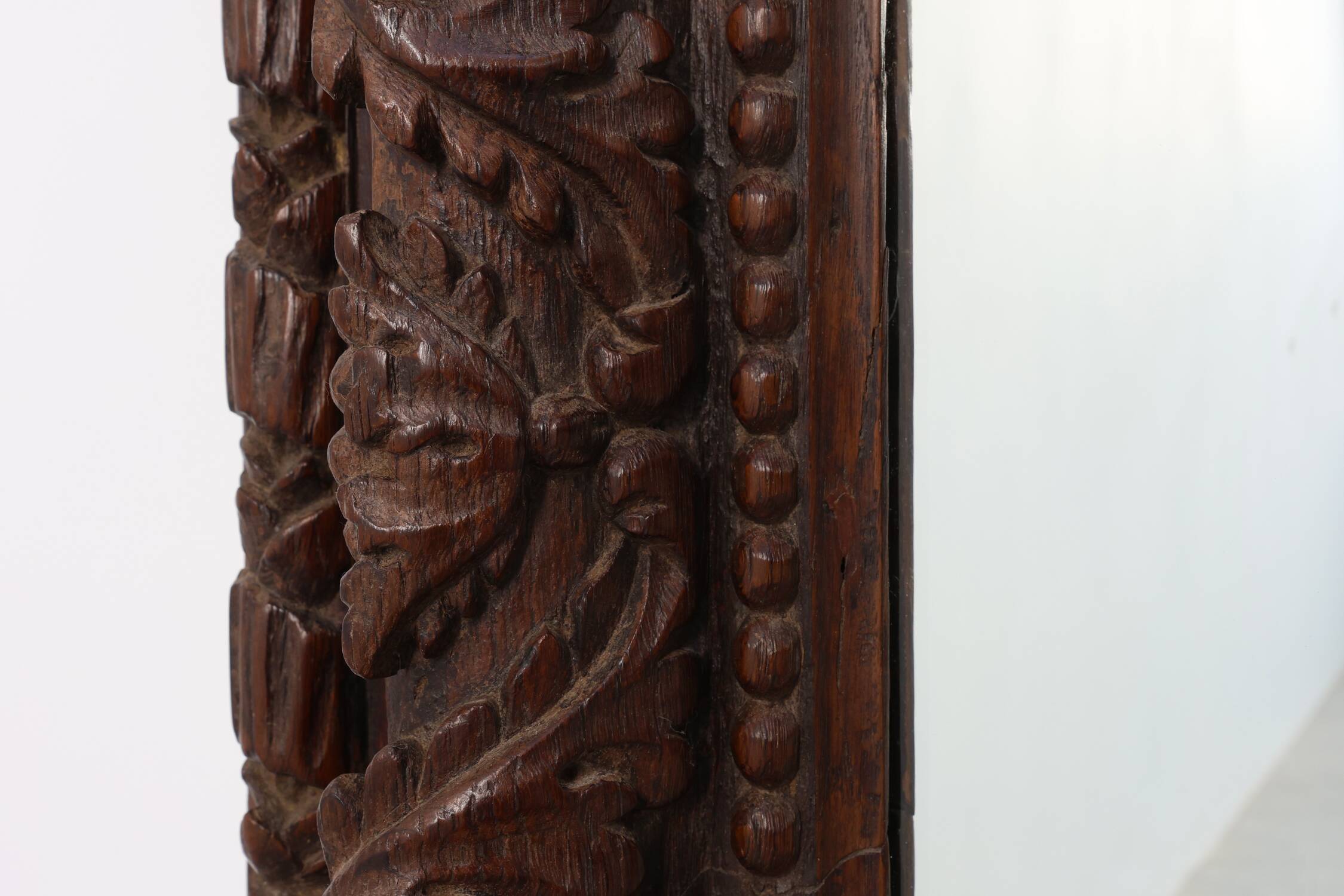 Large Antique French Carved Oak Mirror, Late 19th Century