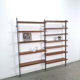 Mid Century Olof Pira Zweden teak modulair LP wandsysteem