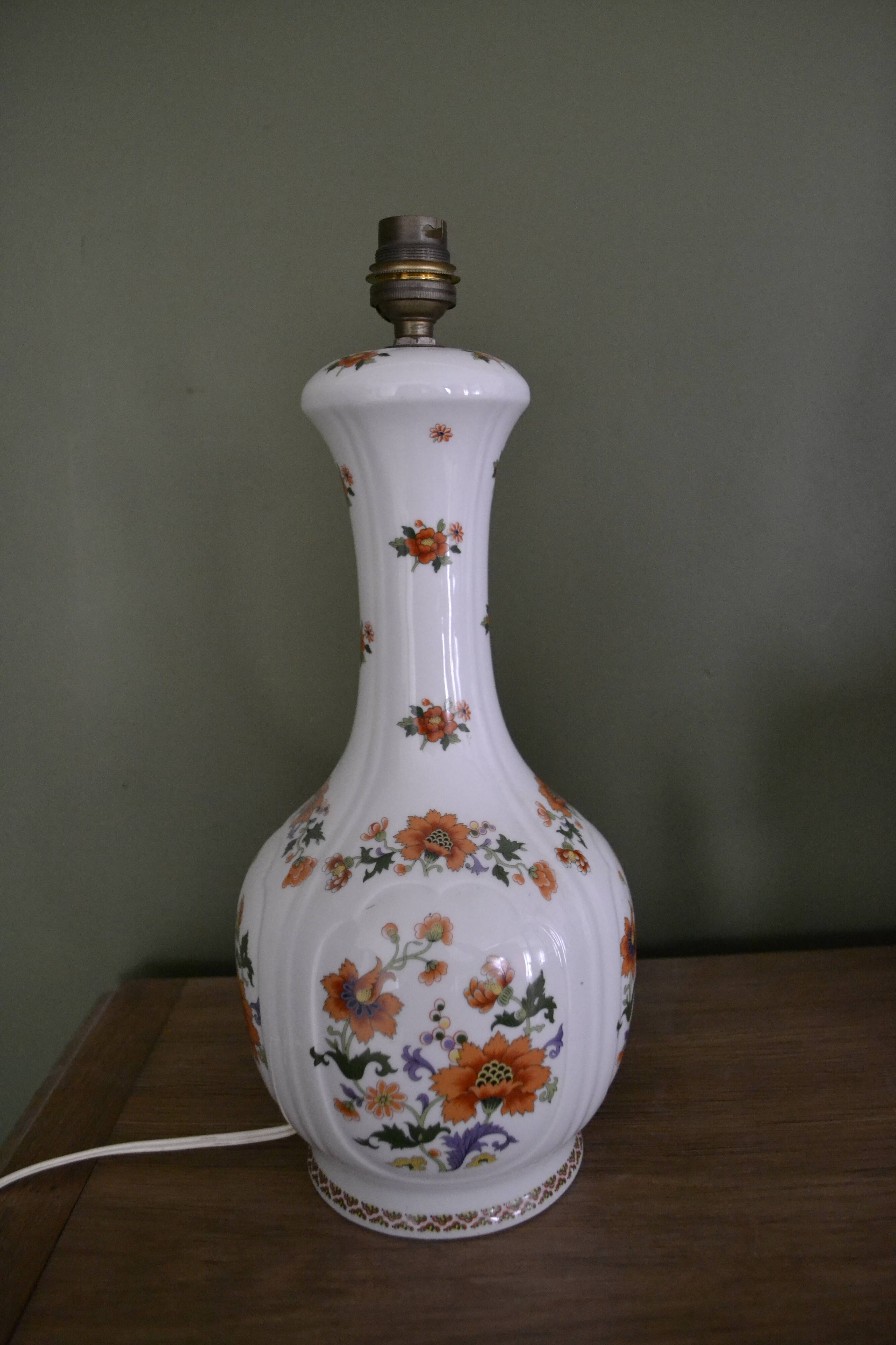 Orange flower porcelain lamp