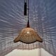 Adjustable Wicker and Teak Pendant Lamp