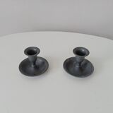 Pair of antique pewter candle holders
