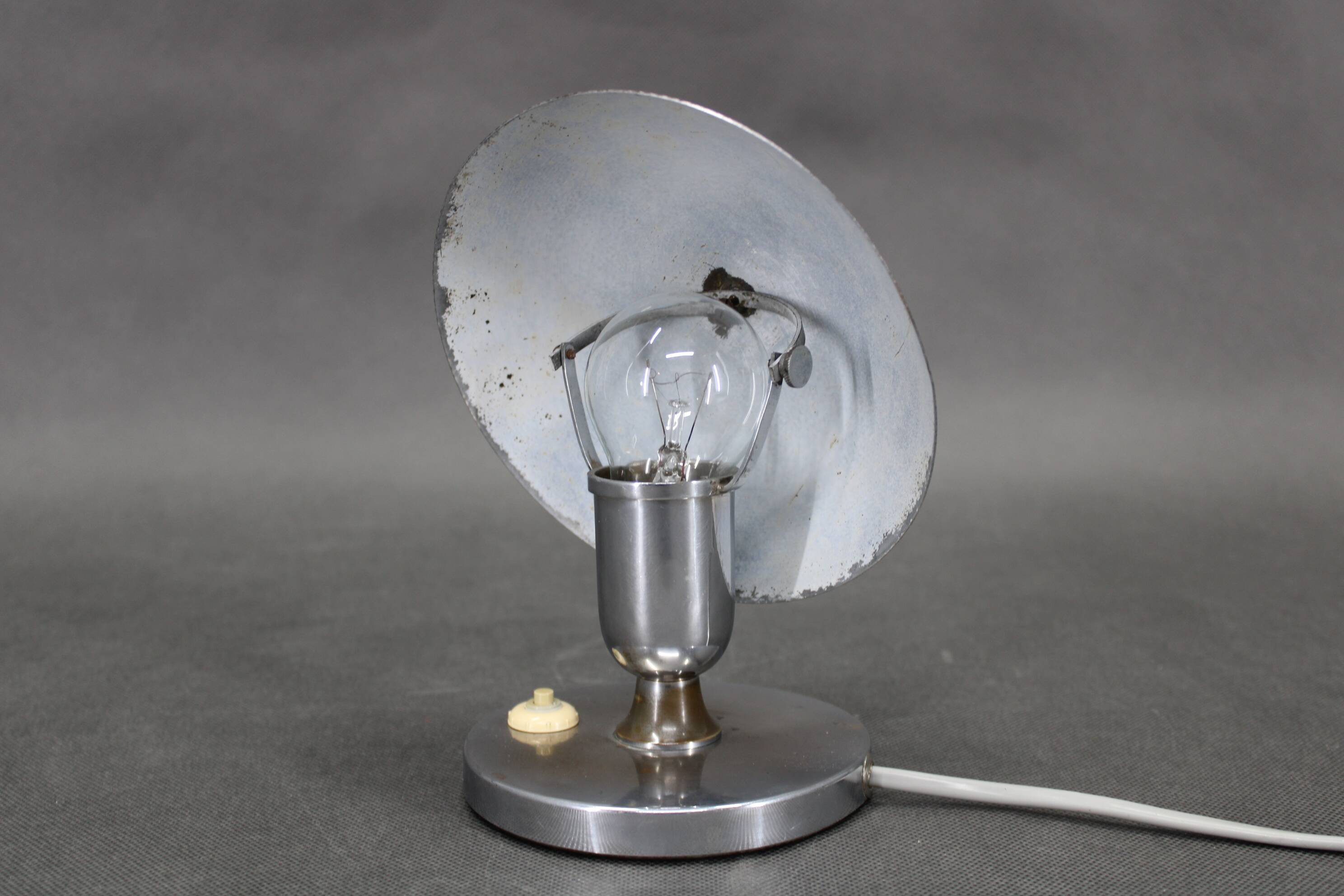 1930s Bauhaus Nickel Table Lamp, Czechoslovakia
