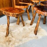 Set of 7 stools + 1 coffee table - brutalist movement