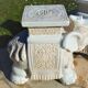 Pair of enamelled white ceramic elephant harnesses