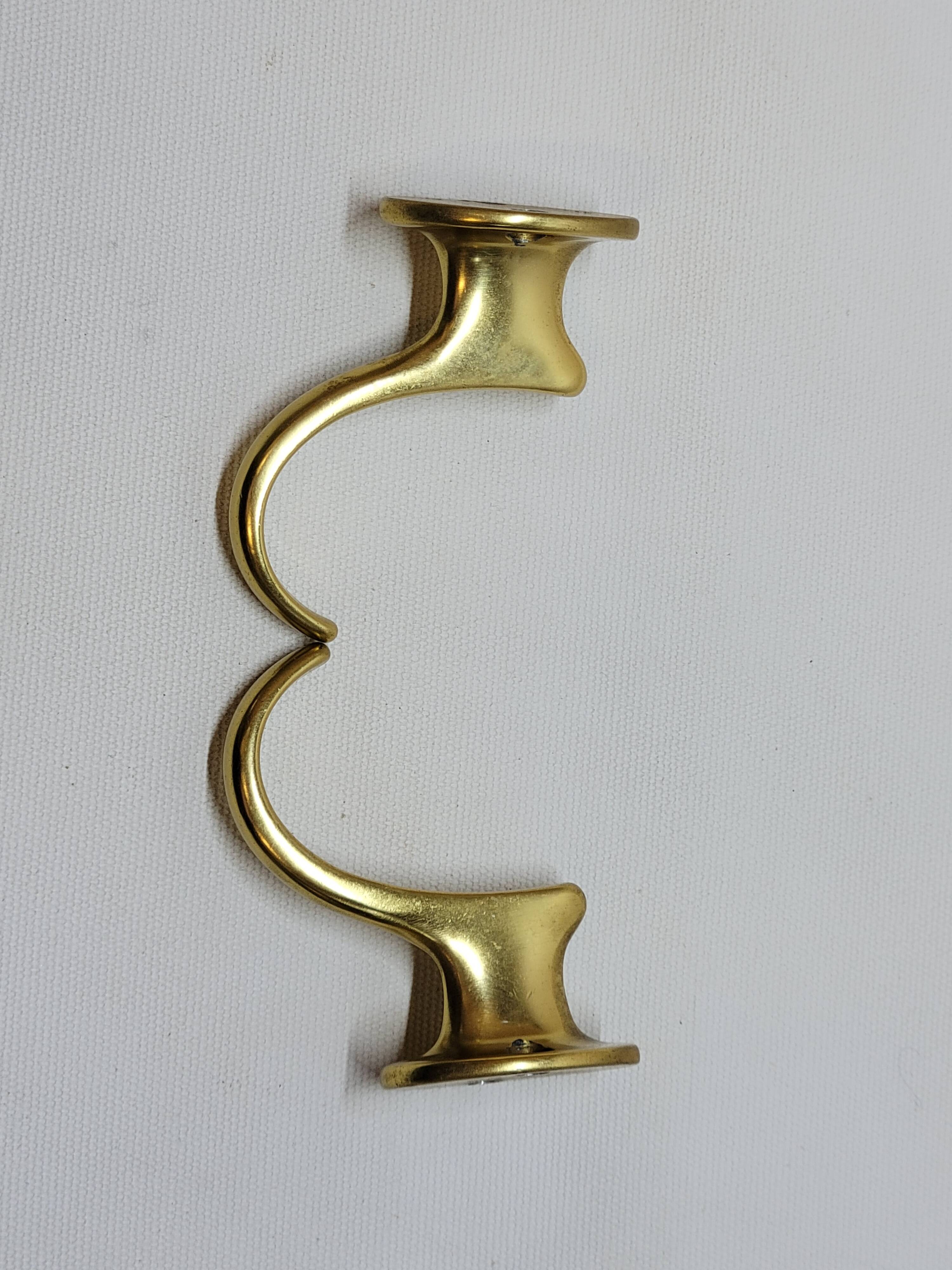 Gold-Colored Anodized Aluminum Coat Hooks, 1950s, Set of 2