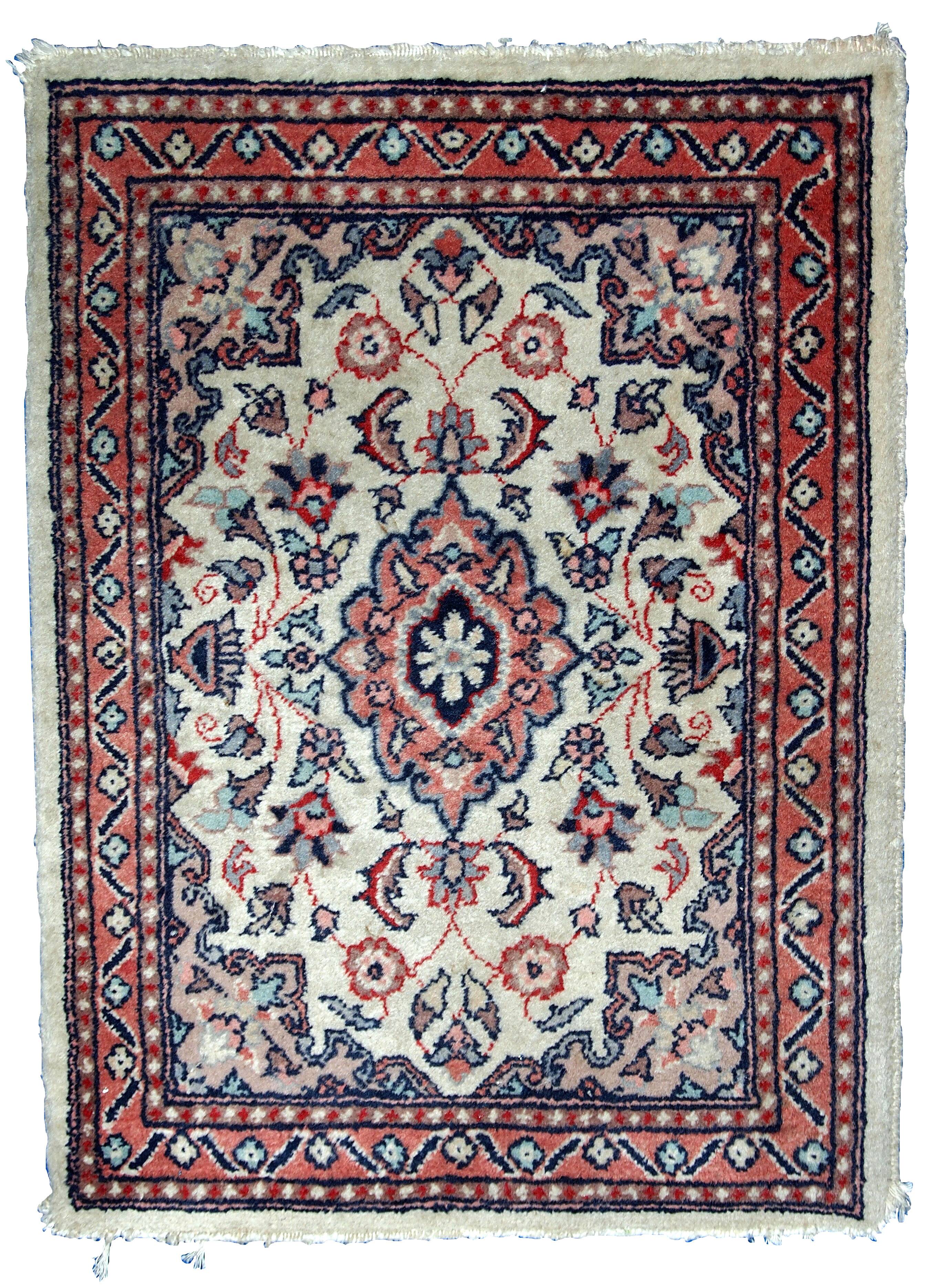 Tapis Vintage Indo-Tabriz en Laine, Années 1970, Élégance Florale