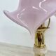 Ensemble de 2 lampes de table en verre de Murano rose avec des détails en albâtre, années 1970.