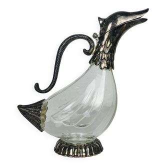 Silea duck silver metal wine ewer carafe