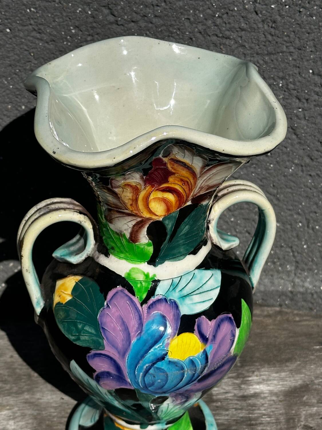 Vase Amphore céramique Vallauris signé JTF - H 30 cm