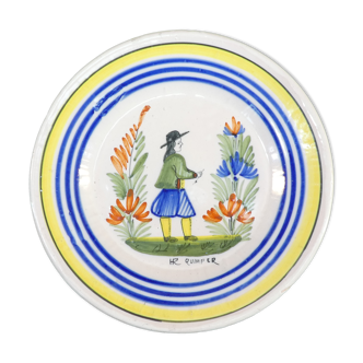 Plate in faience hr quimper breton décor