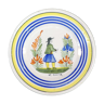 Plate in faience hr quimper breton décor