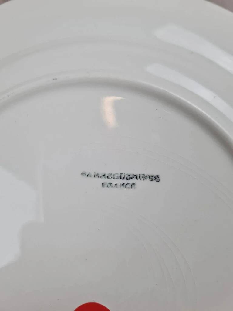 Set of 6 semi-deep plates Sarreguemines