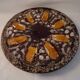 Round plate Vallauris glazed ceramic in brown and orange and Fat Lava A036