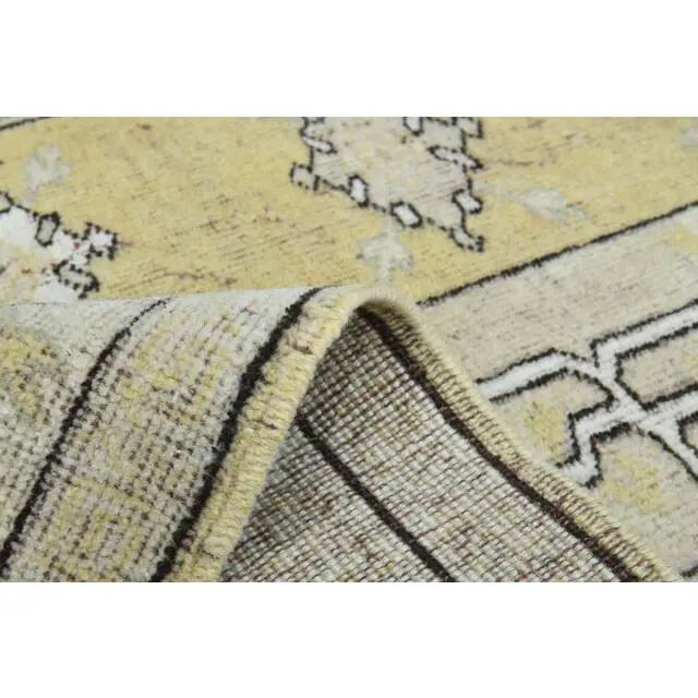 1970s Vintage Turkish Oushak Handmade Wool Cotton Beige Area Rug 161x230