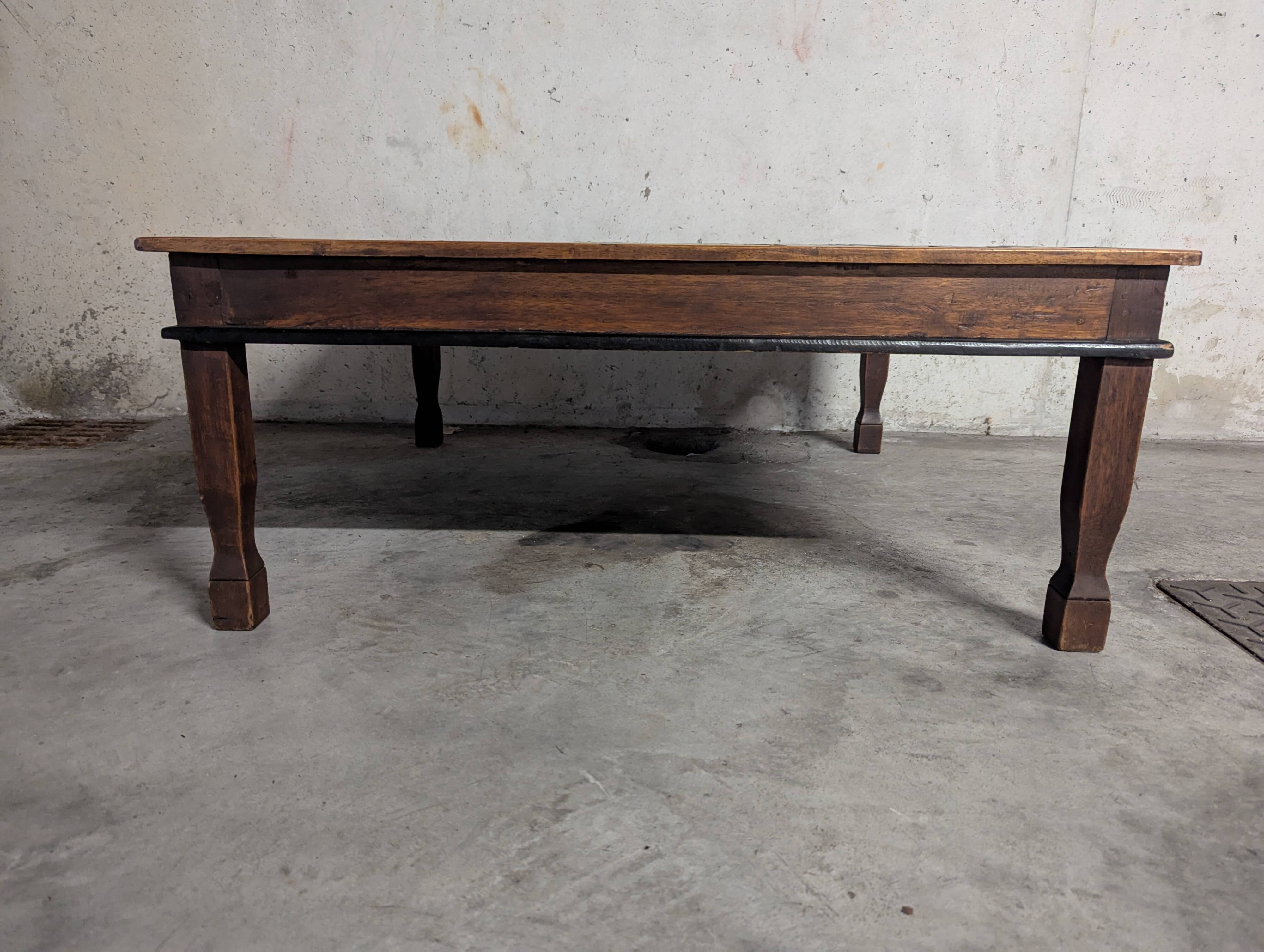 Coffee table made of exotic wood and bamboo.