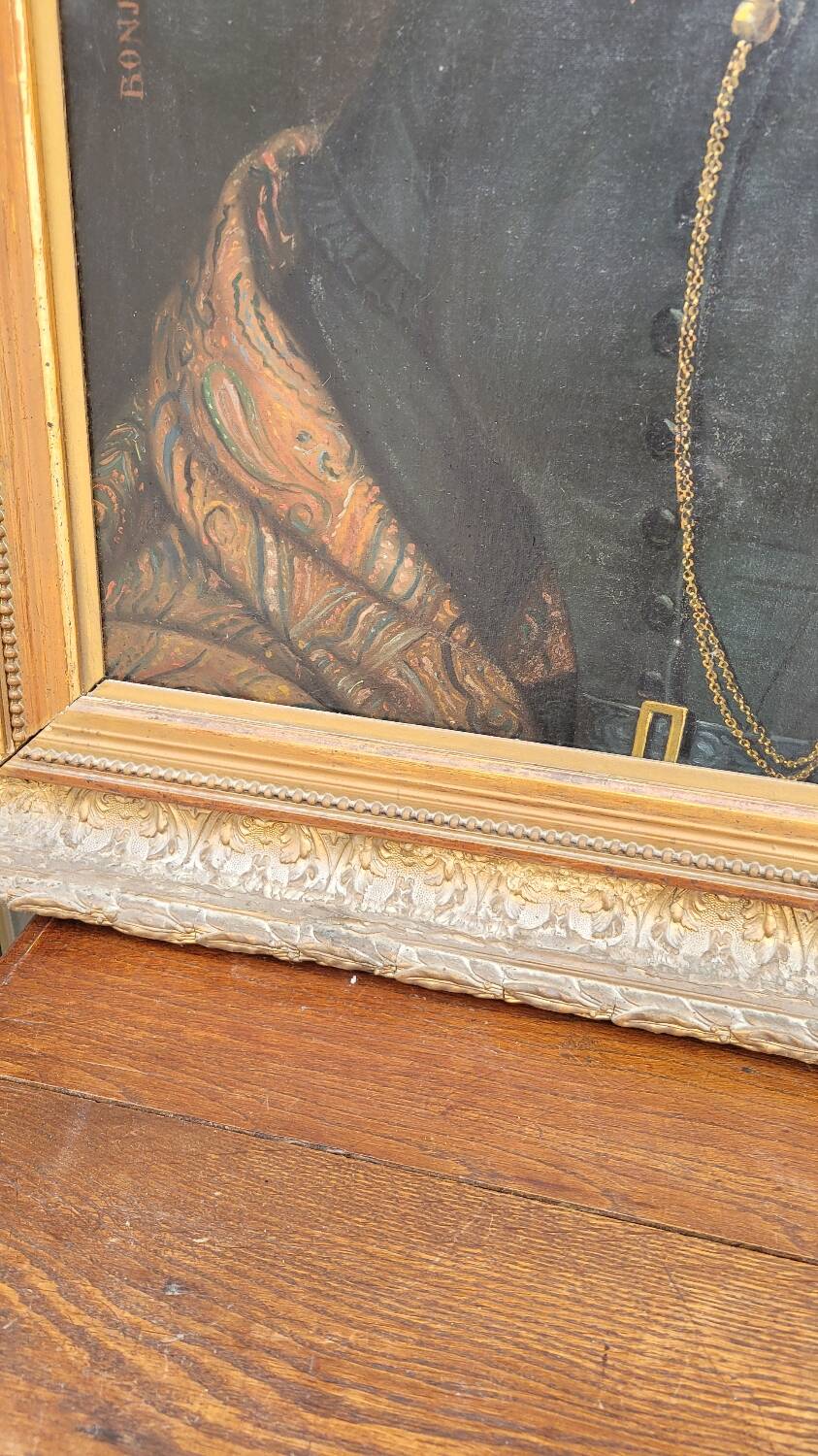 Oil on Canvas Portrait Painting of a Woman Framed 19th Century Signed