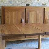 Round table with oiled solid elm extension Regain