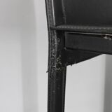 1980s Set of Four Dining Chairs in Leather in Matteo Grassi Style, Italy