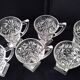 6 tea glasses with handles made of pressed moulded glass