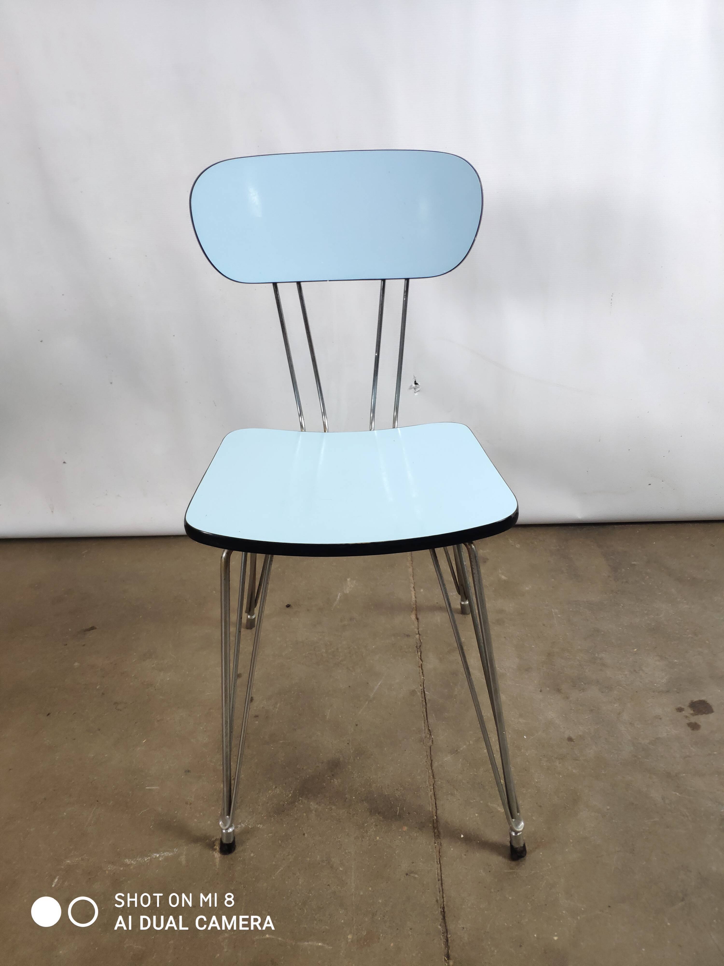 Eiffel foot blue formica chair