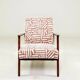 Vintage armchair in solid beech and ethnic jacquard from the 1970s.