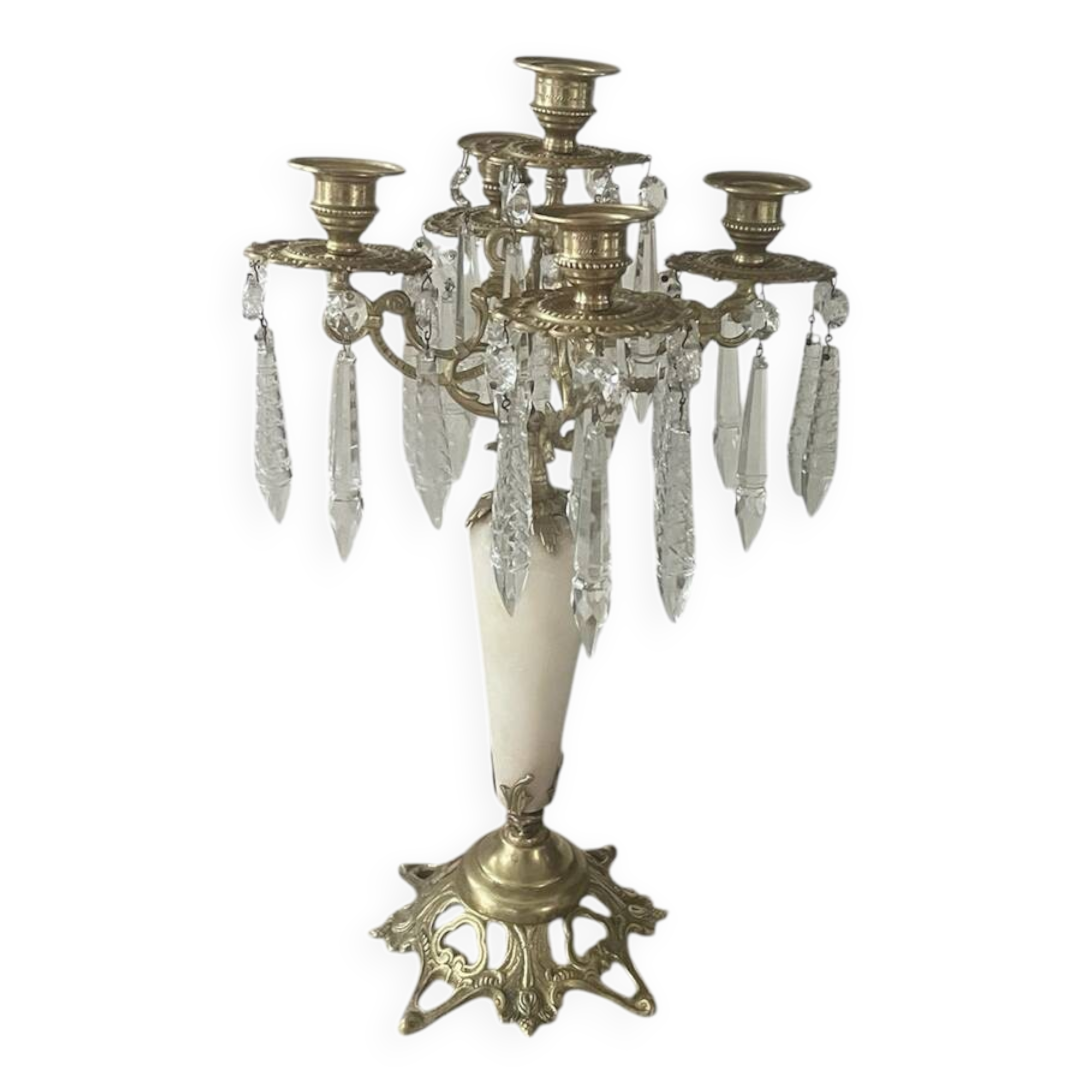 19th century marble, brass and tassel chandelier