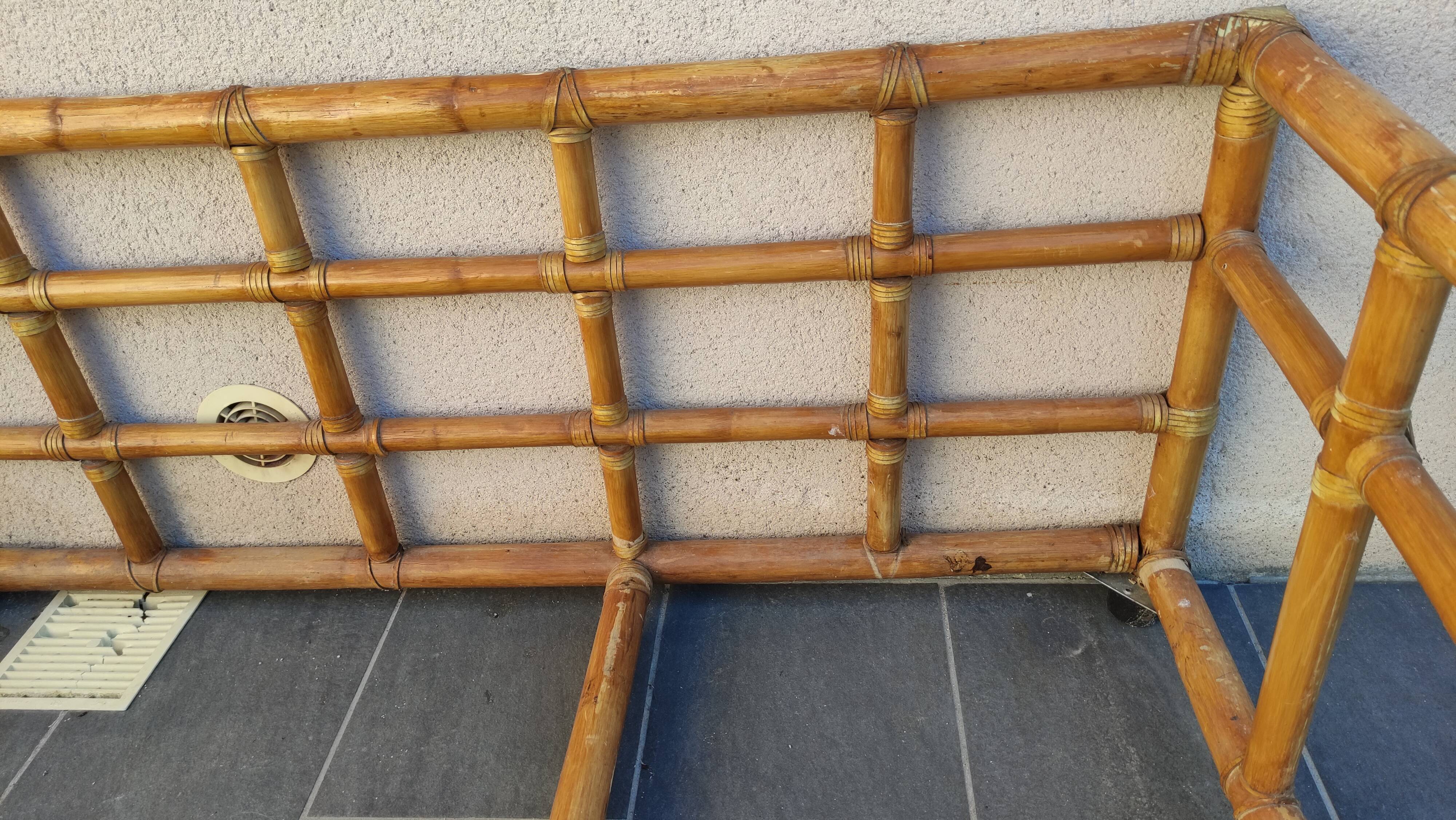 Large vintage rattan sofa bed