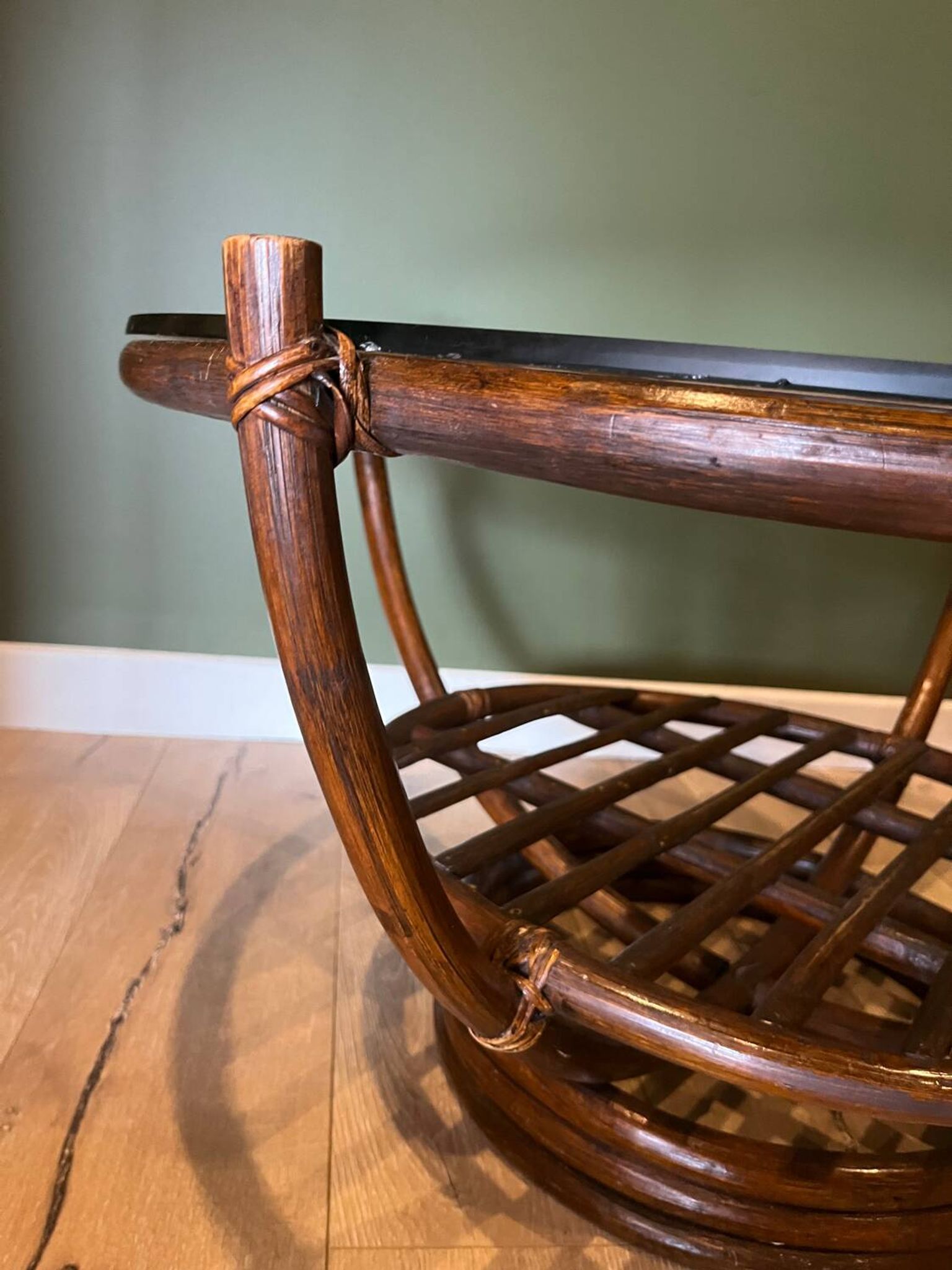 Vintage bamboo rattan coffee table