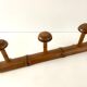 Vintage wooden wall coat rack 3 hooks bamboo rattan pattern