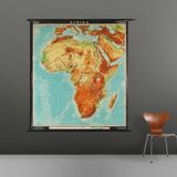 Large Educational Wall Chart or Map of Africa, Germany 1950s