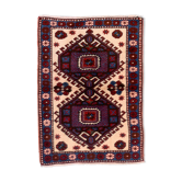 Vieux tapis turc kazak 129x91 cm vintage, rouge et bleu