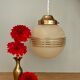 Vintage art deco globe pendant lamp in yellow and gold granite glass