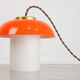Mid-century orange glass & brass mushroom lamp