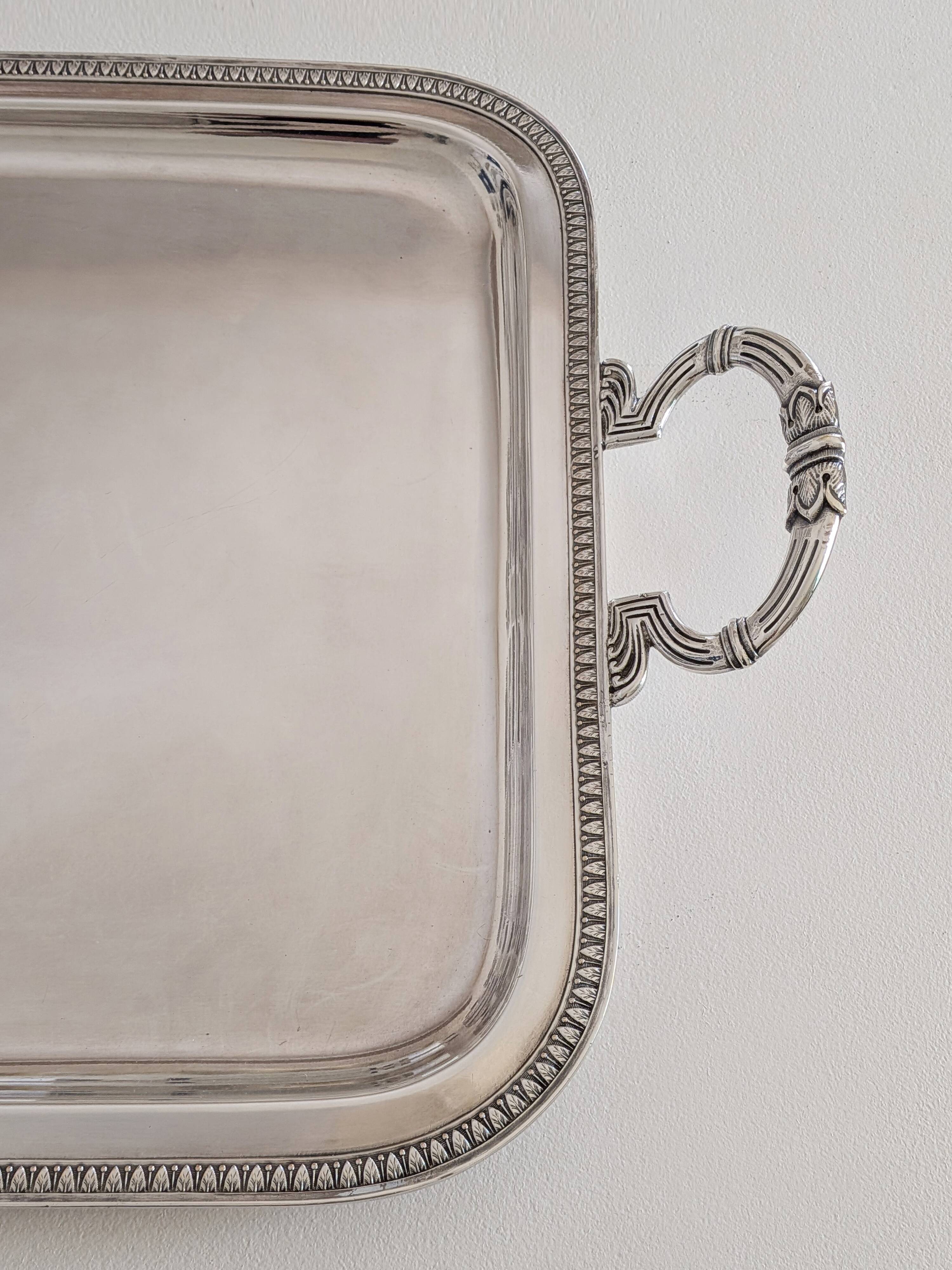 Large silver-plated service tray in Phoenix Louis XVI style.