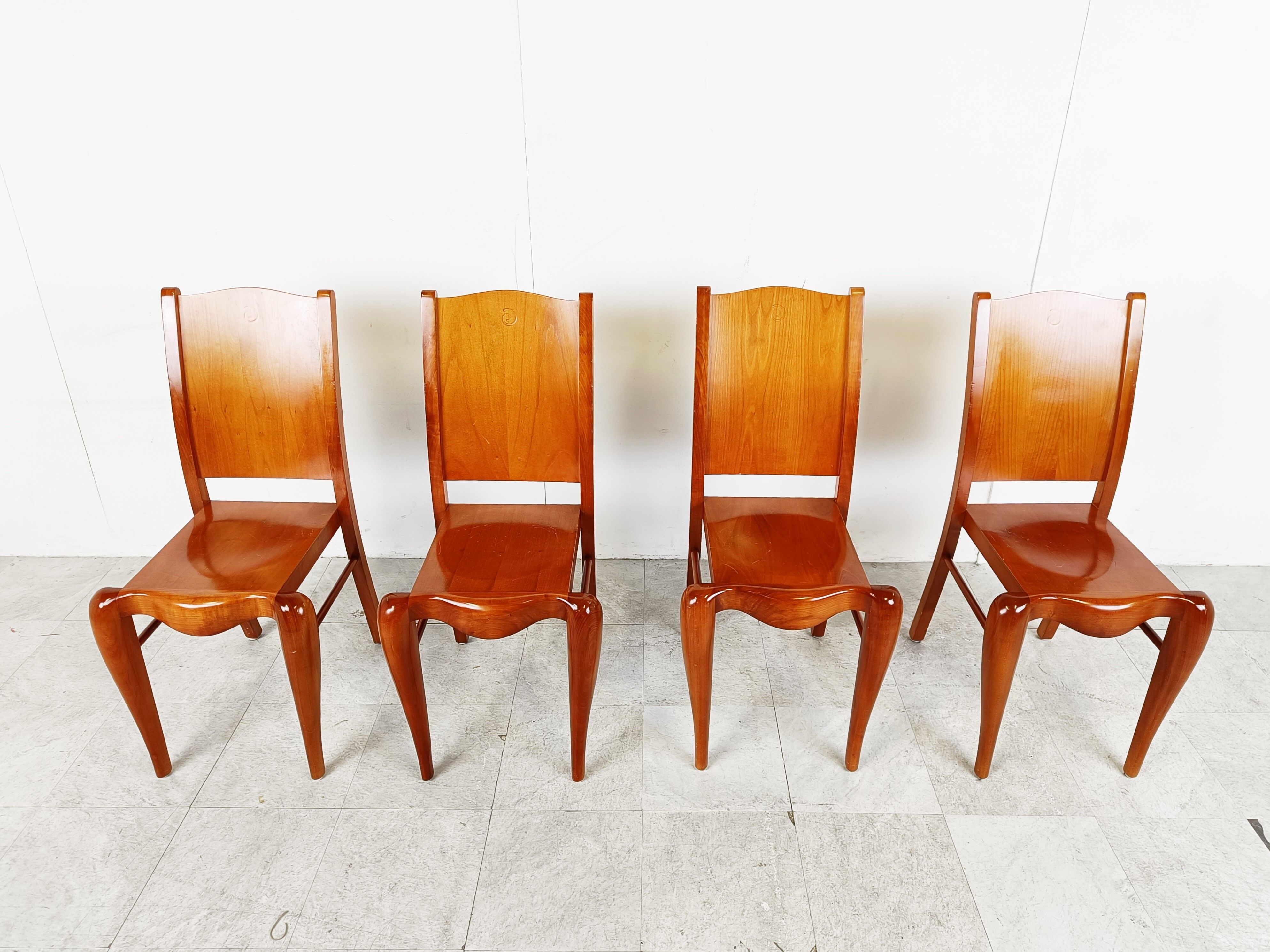 Set of 4 wood dining chairs by Philippe Starck 1989